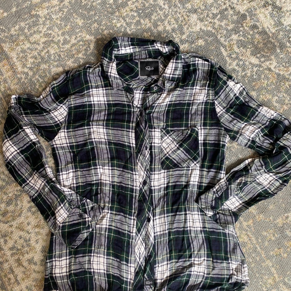 Rails Green Plaid Button Up - image 1